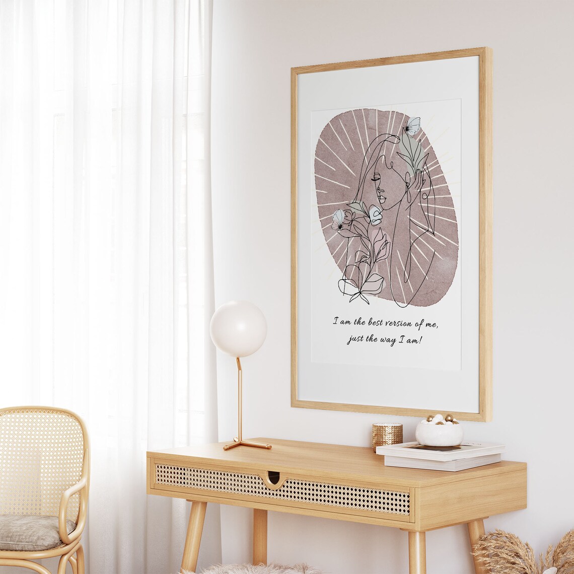 Best Version of Me Self Love Boho Floral Line Art Wall Poster - Image 5
