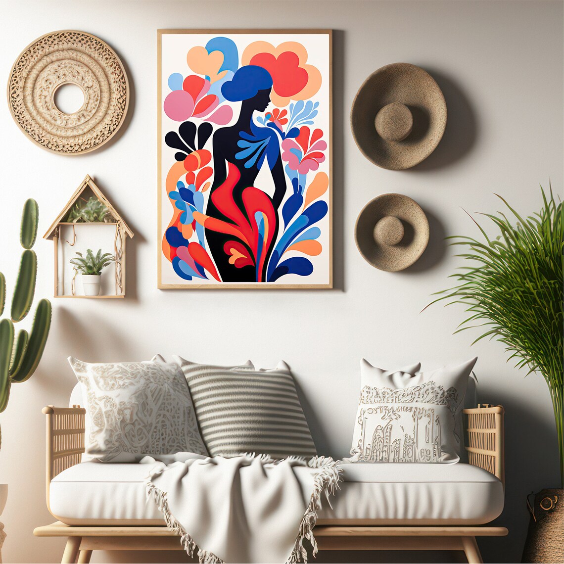 Colorful Female Silhouette Floral Abstract Modern Woman Art Poster - Image 8