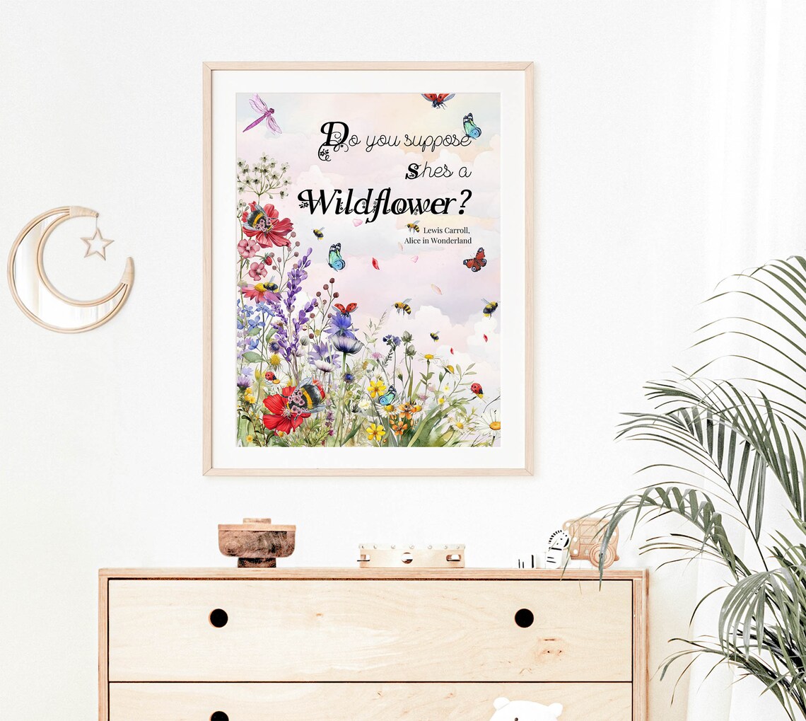 Alice In Wonderland Wildflowers Nursery Art Print - Image 3