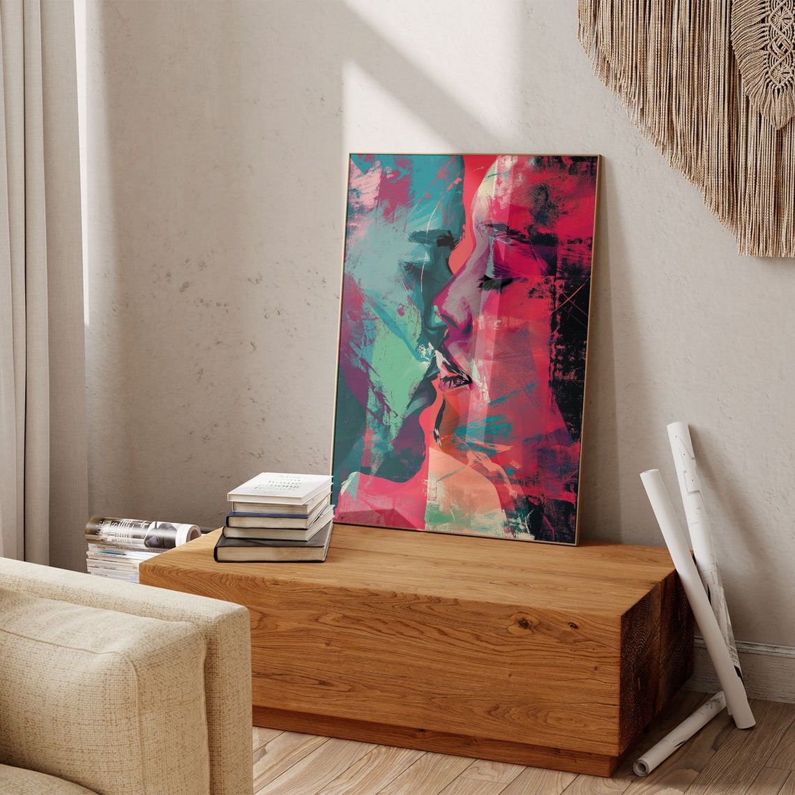 Kissing Couple Abstract Graffiti Pop Art Portrait Wall Print - Image 5