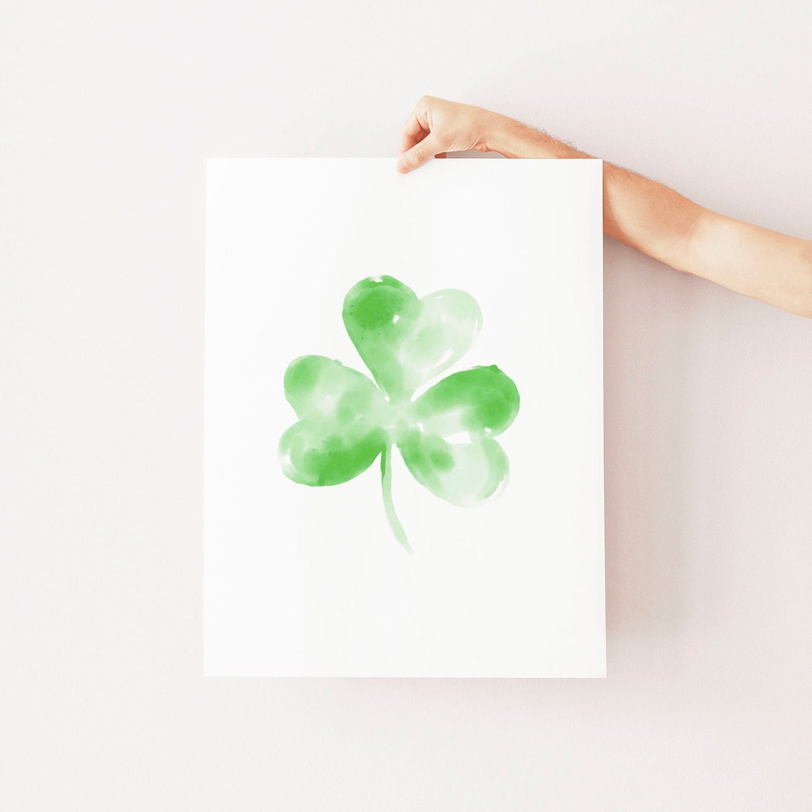 St Patricks Day Watercolor Green Shamrock Clover Minimalist Art Poster - Image 2