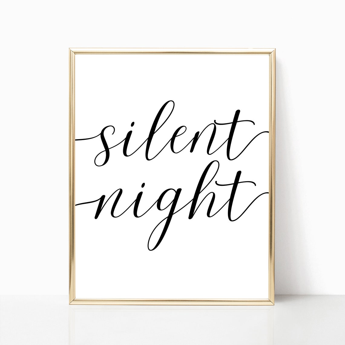 Silent Night Elegant Calligraphy Christmas Carol Quote Wall Art