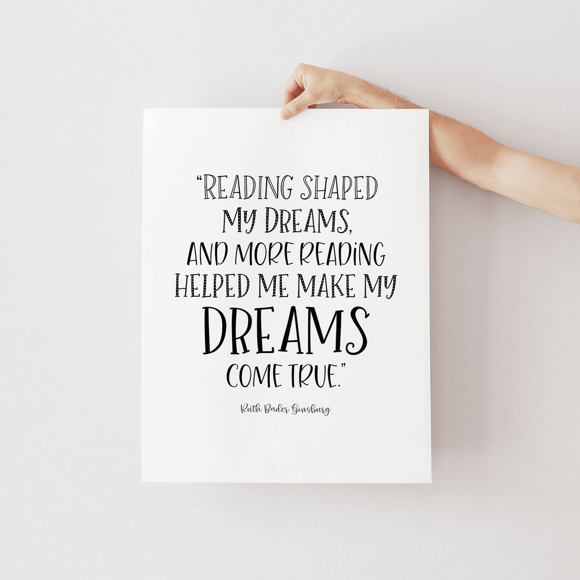 Reading Shaped My Dreams Ruth Bader Ginsburg Quote Classroom Wall Art - Image 2