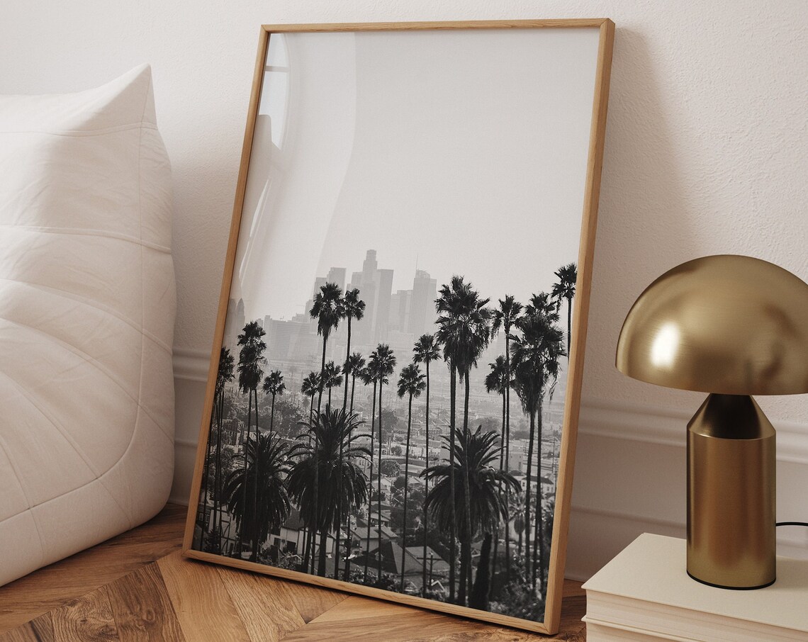 Downtown Los Angeles Black And White Travel Poster