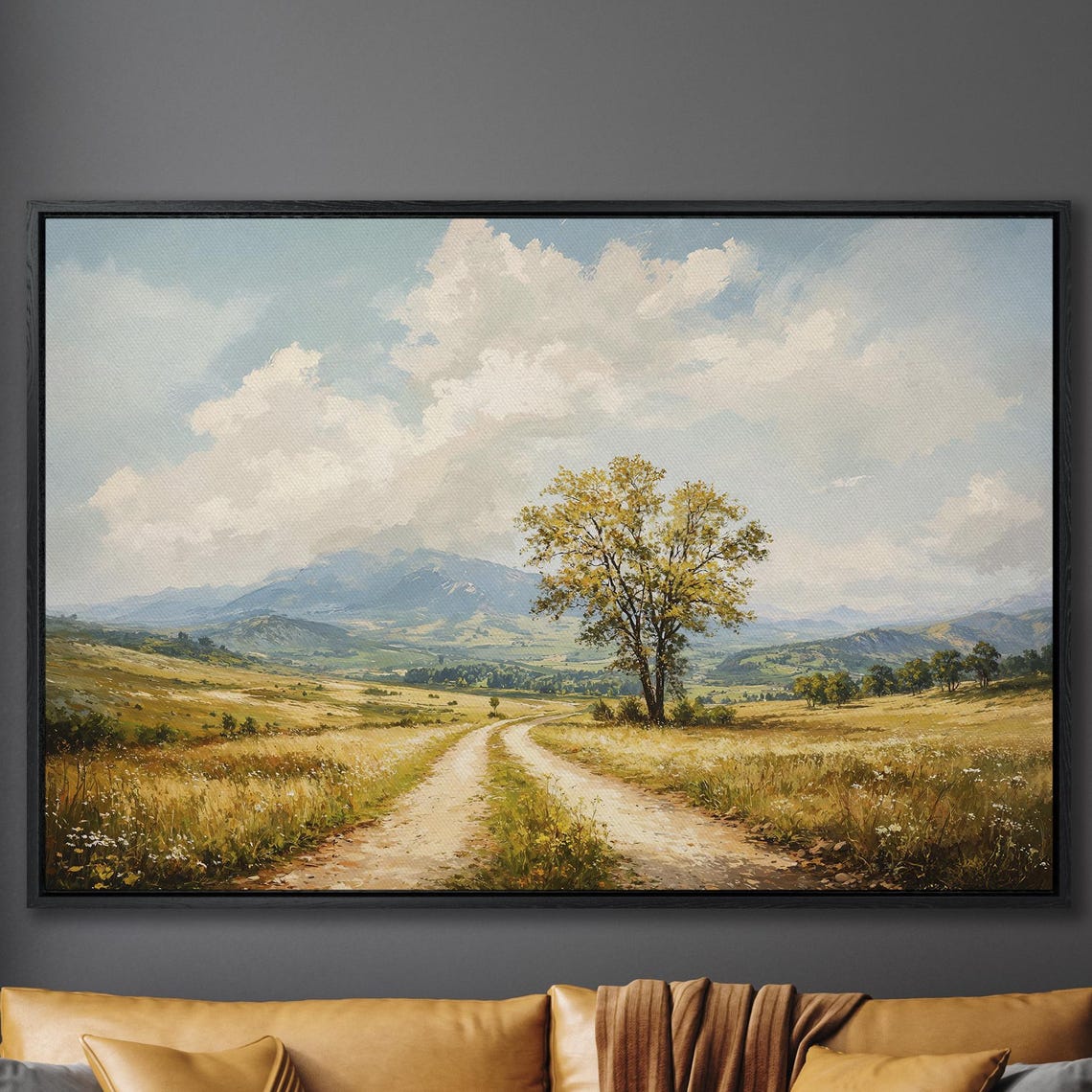 Serene Rustic Landscape Mountain Art With Nature Scenery Countryside Inspired Framed Print Large Wall Art Ready To Hang Gift