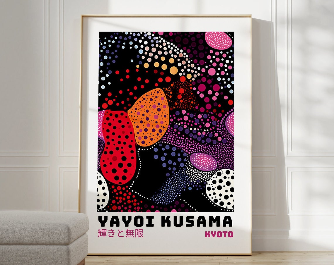 Yayoi Kusama Kyoto Dotted Pumpkin Night Abstract Gallery Poster
