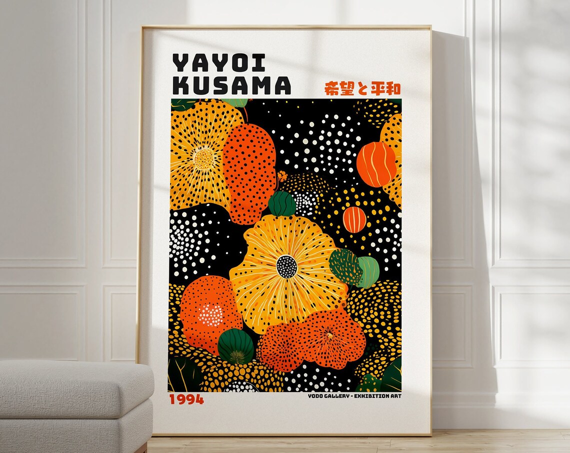 Yayoi Kusama Inspired Japanese Wall Art Poster