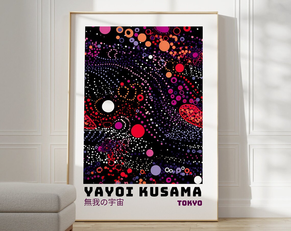 Yayoi Kusama Tokyo Cosmic Dots Dark Abstract Gallery Exhibition Poster