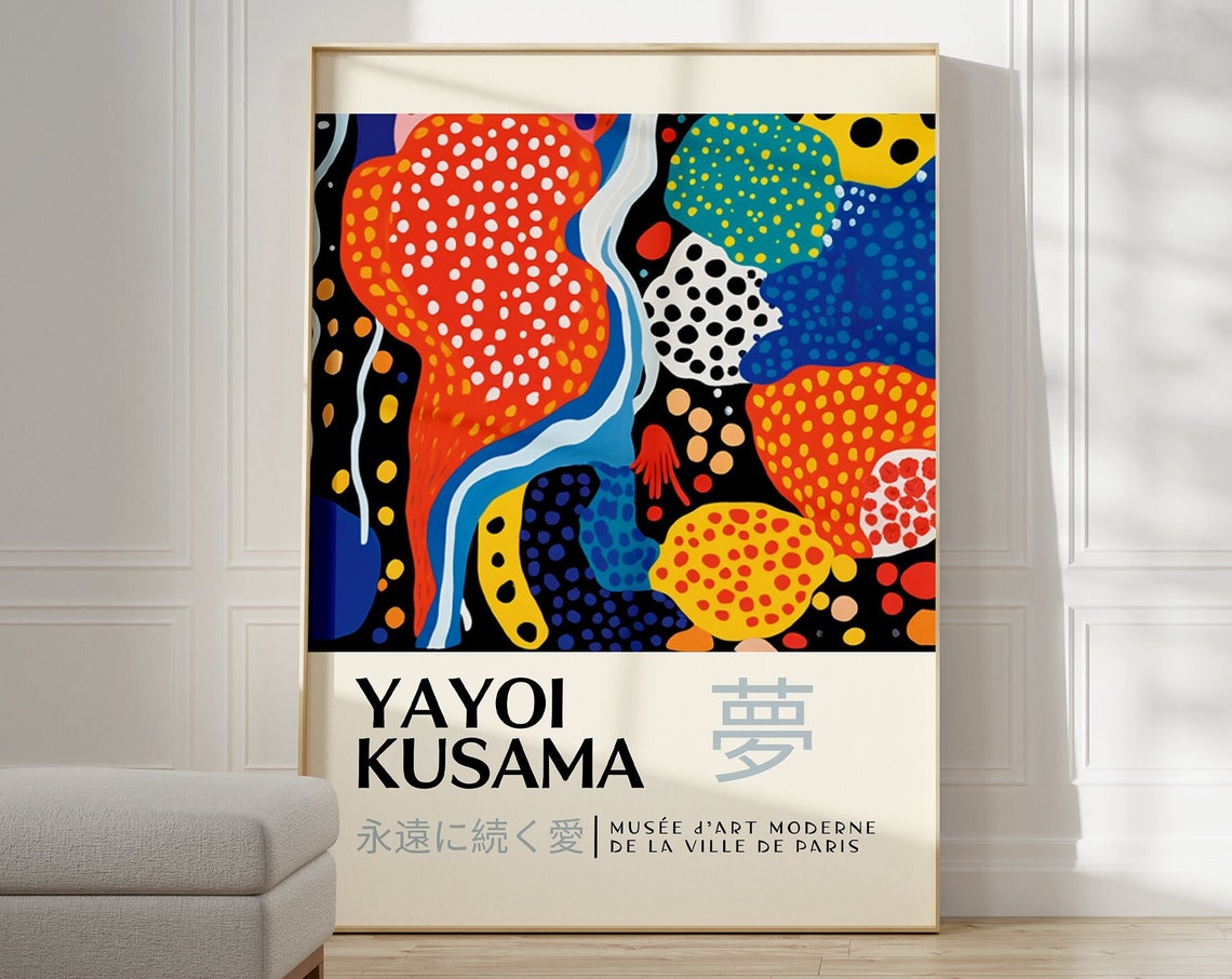 Yayoi Kusama Organic Dot Blobs Paris Museum Exhibition Art Poster