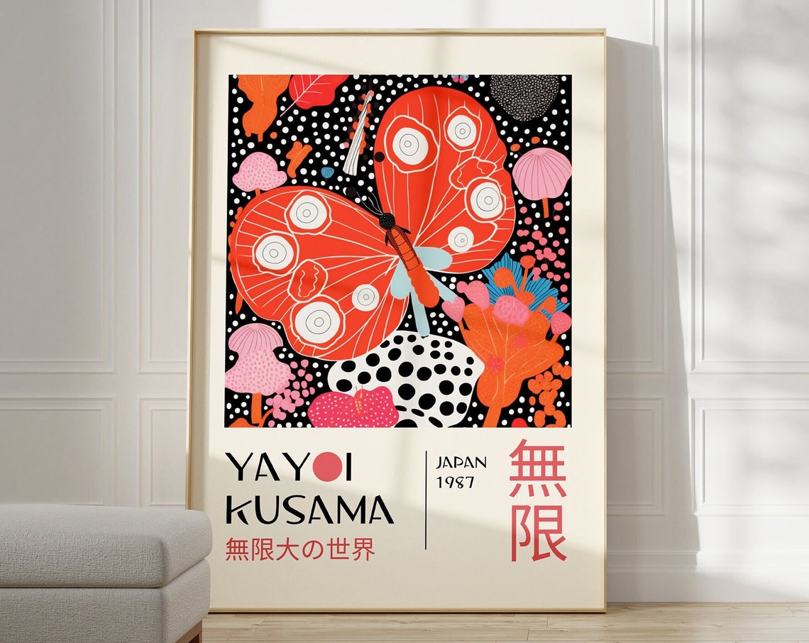 Yayoi Kusama 1987 Infinity Butterfly Polka Dot Japanese Art Poster