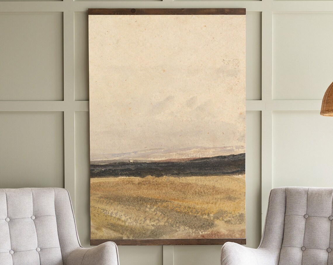 Abstract Prairie Landscape, Neutral Poster Print
