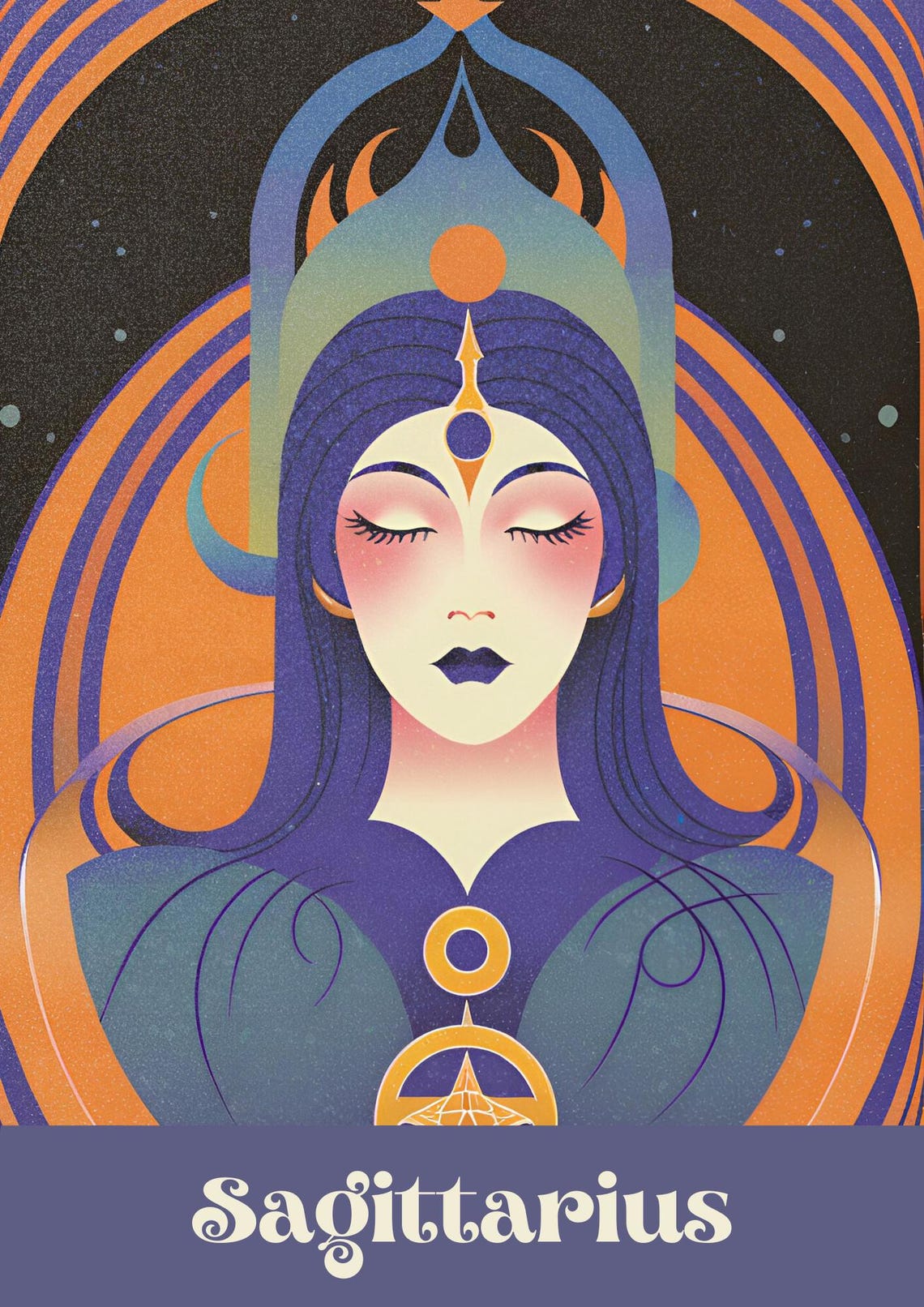 Sagittarius Zodiac Goddess Mystical Art Nouveau Witch Astrology Poster - Image 3