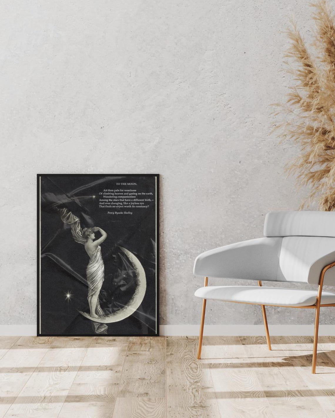 To The Moon Shelley Poem Vintage Celestial Goddess Art Print Poster - Image 3