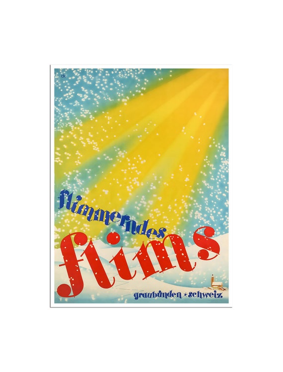 Flims Ski Poster Switzerland Art Swiss Travel Print H1684a