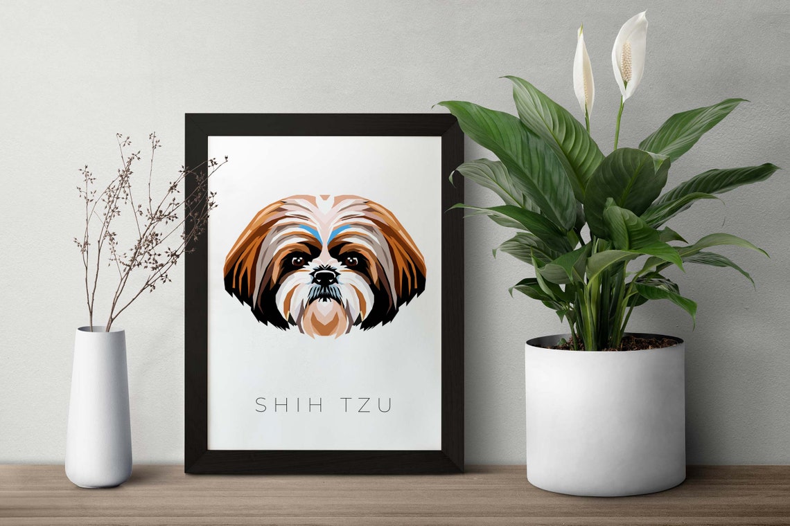 Shih Tzu Geometric Pop Art Modern Dog Breed Portrait Wall Poster - Image 2