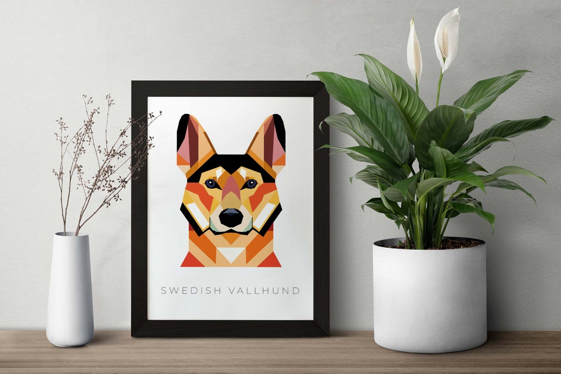 Swedish Vallhund Geometric Pop Art Modern Dog Breed Wall Poster - Image 2