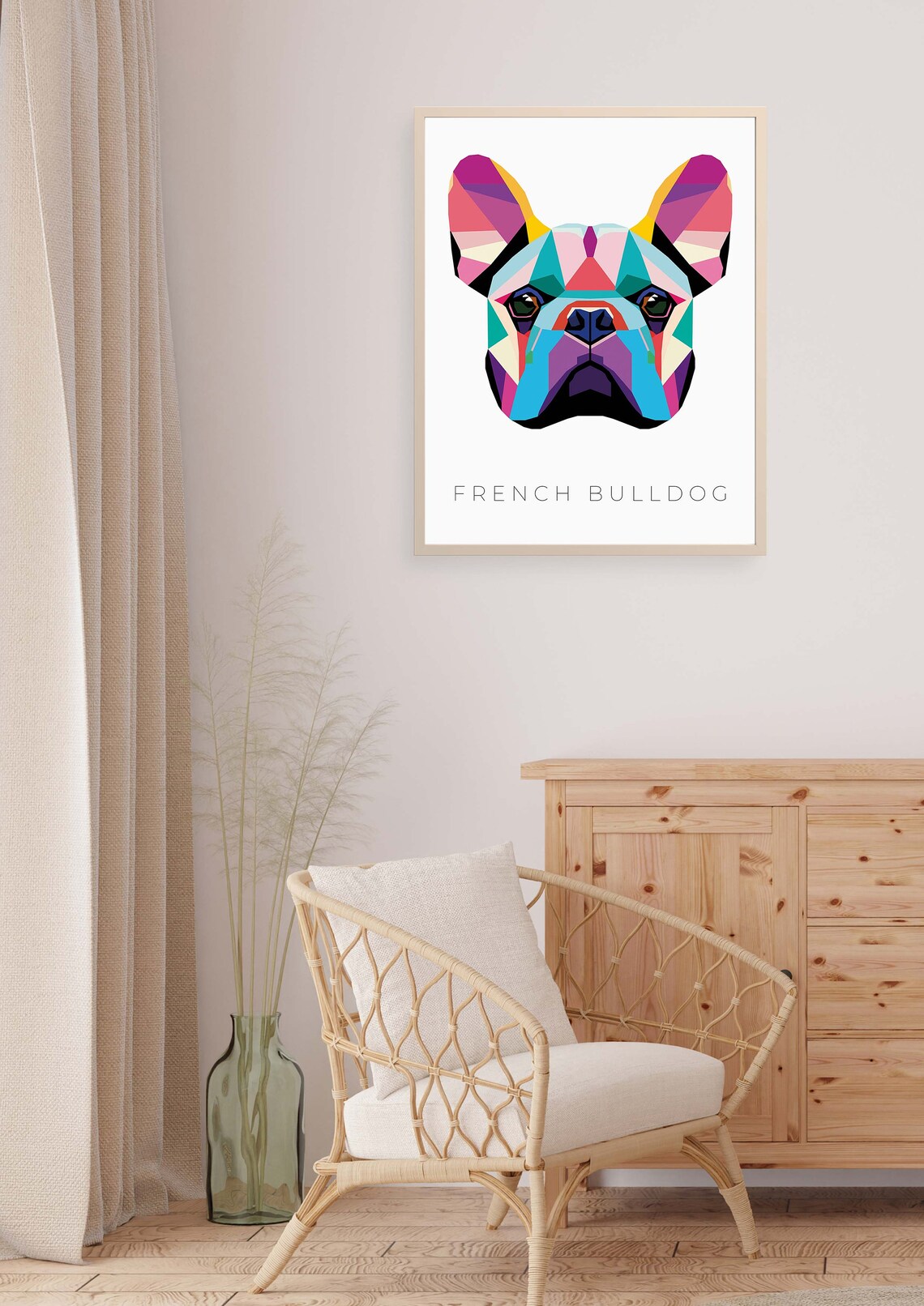 Colorful Geometric French Bulldog Pop Art Dog Portrait Poster - Image 3