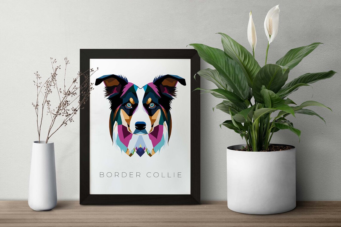 Border Collie Geometric Pop Art Colorful Dog Portrait Wall Art - Image 3