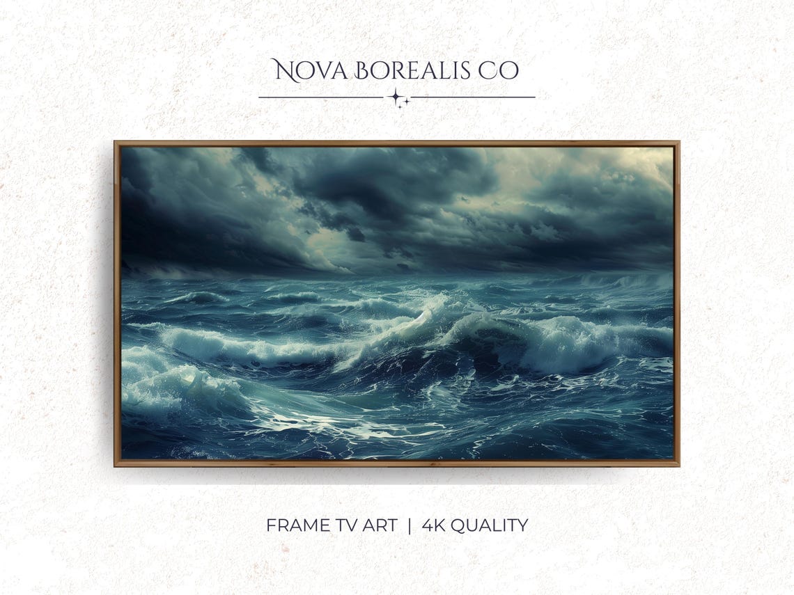 Stormy Ocean Waves Dark Clouds Dramatic Seascape Moody TV Art Poster