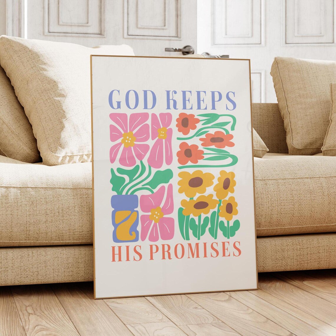 Boho Floral God Keeps His Promises Poster