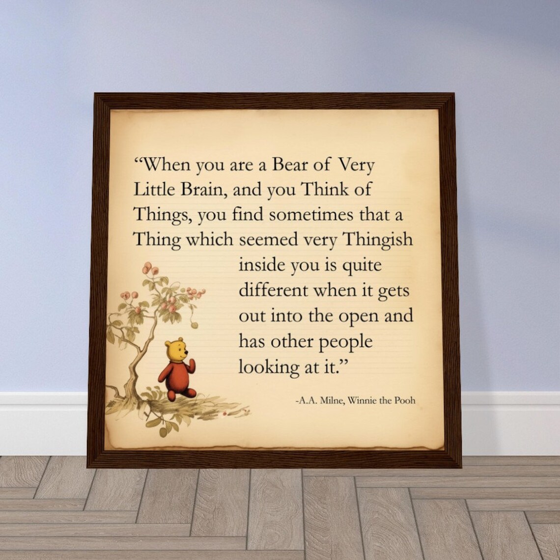 A.A. Milne Winnie the Pooh Bear Very Little Brain Vintage Quote Poster - Image 2