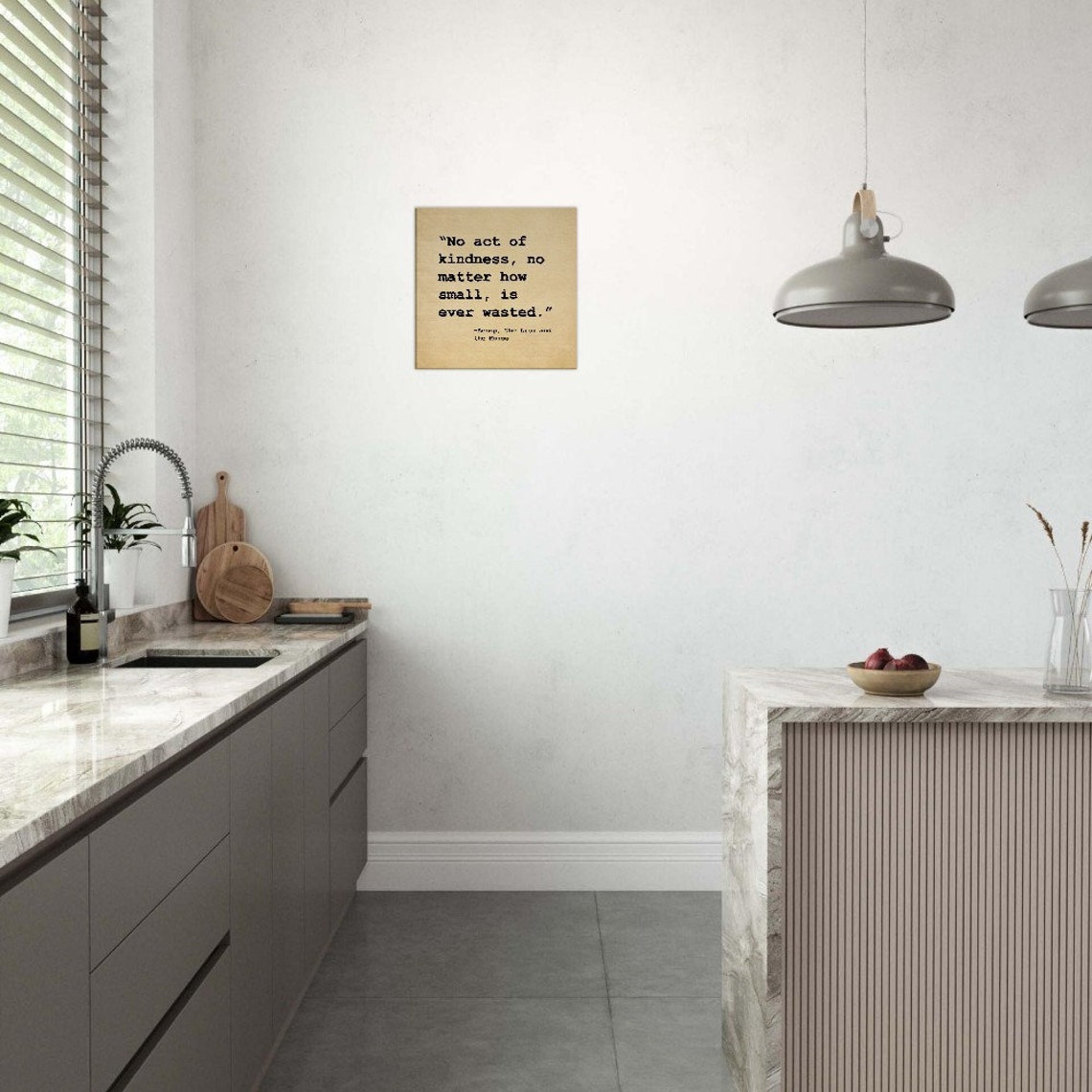Aesop No Act of Kindness Ever Wasted Kraft Typewriter Quote Poster - Image 3