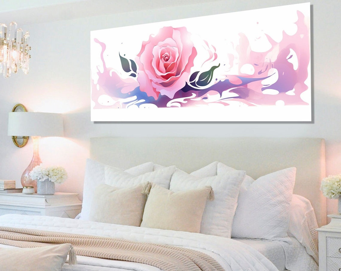 Pink Rose Watercolor Splash Romantic Floral Bloom Soft Art Poster - Image 2