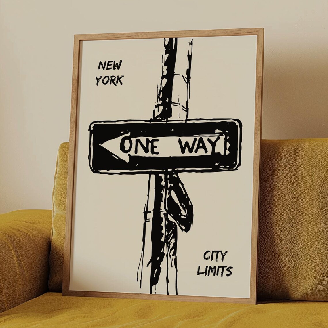 New York One Way Retro NYC Travel Poster