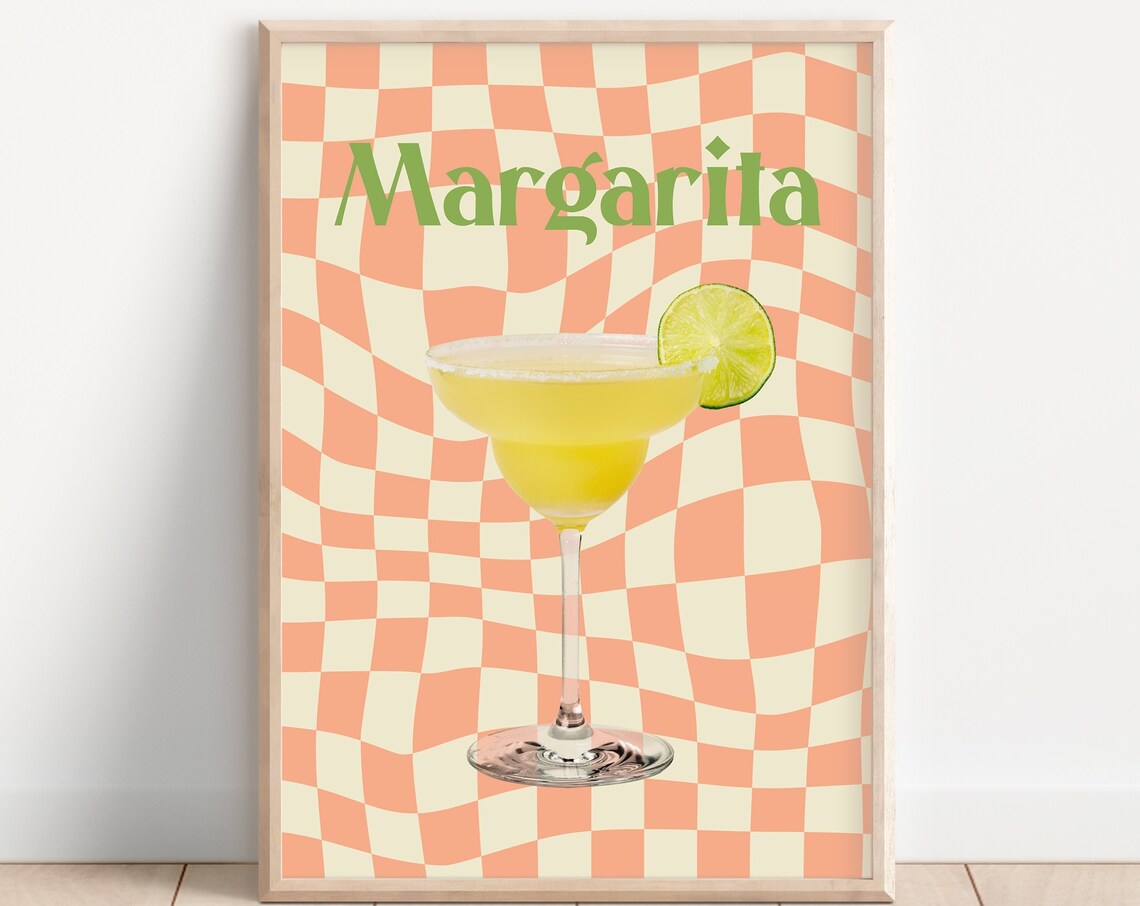 Margarita Cocktail Retro 70s Poster Print