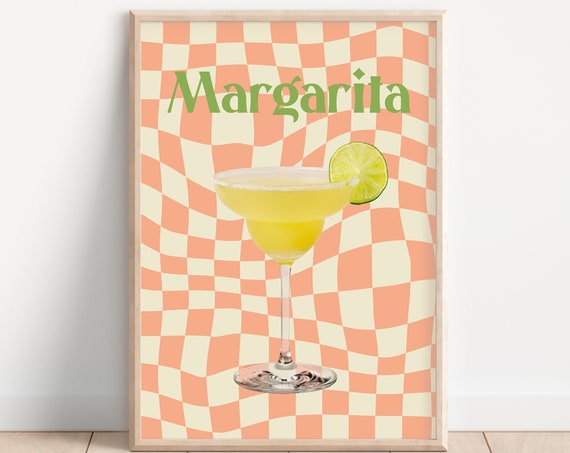 Margarita Cocktail Retro 70s Poster Print