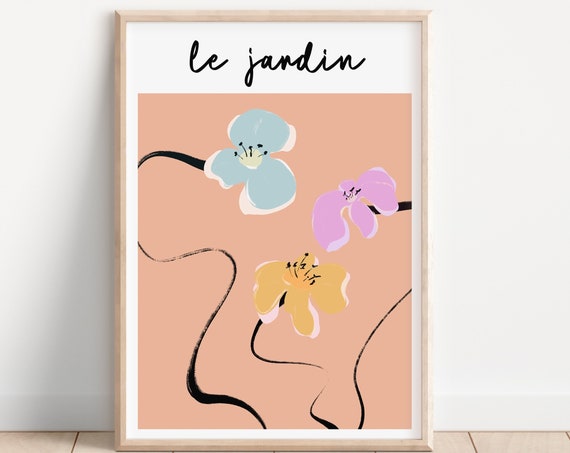 Le Jardin Flower Print, Modern Botanical Art Print