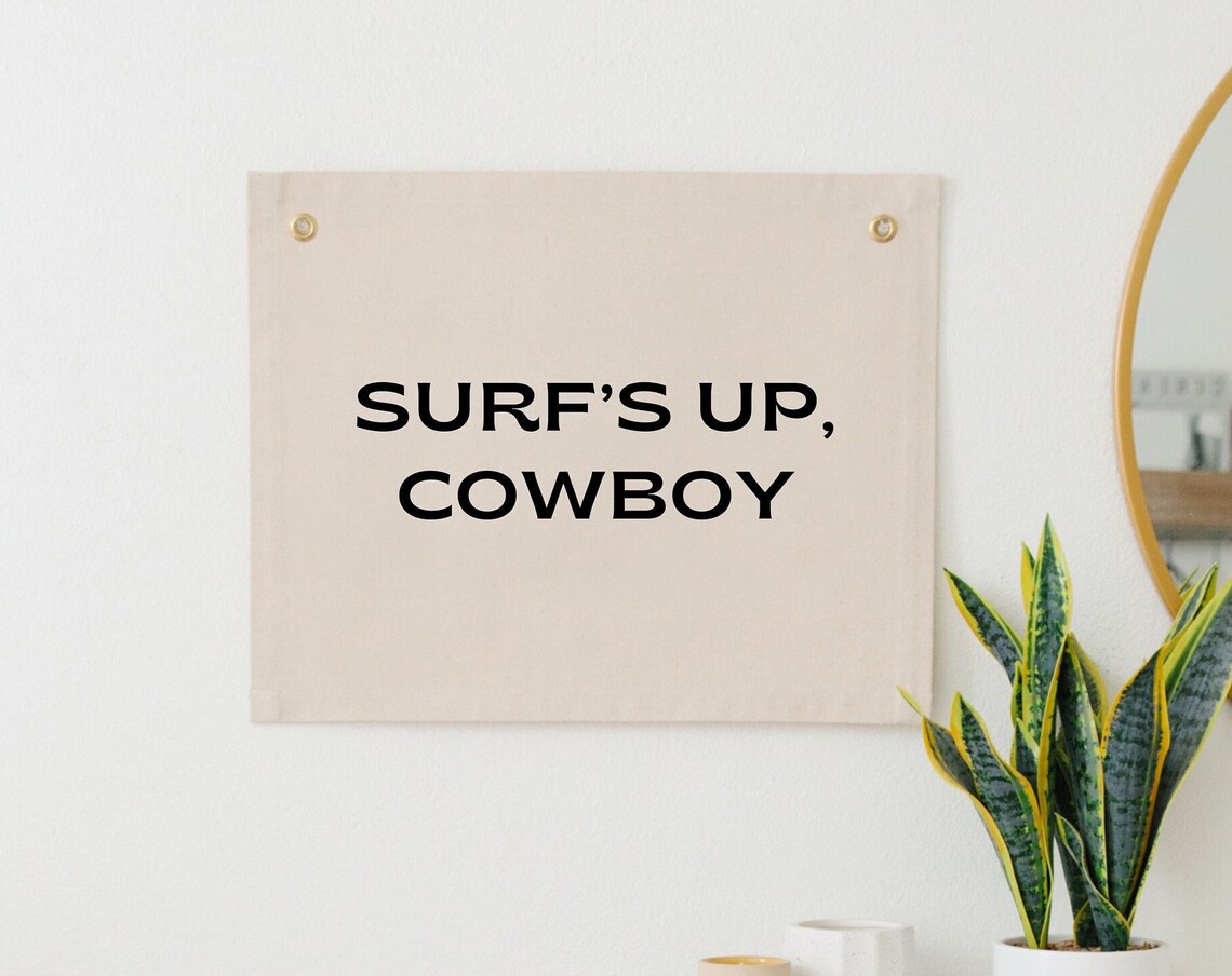 Surf's Up Cowboy Coastal Nursery Travel Poster