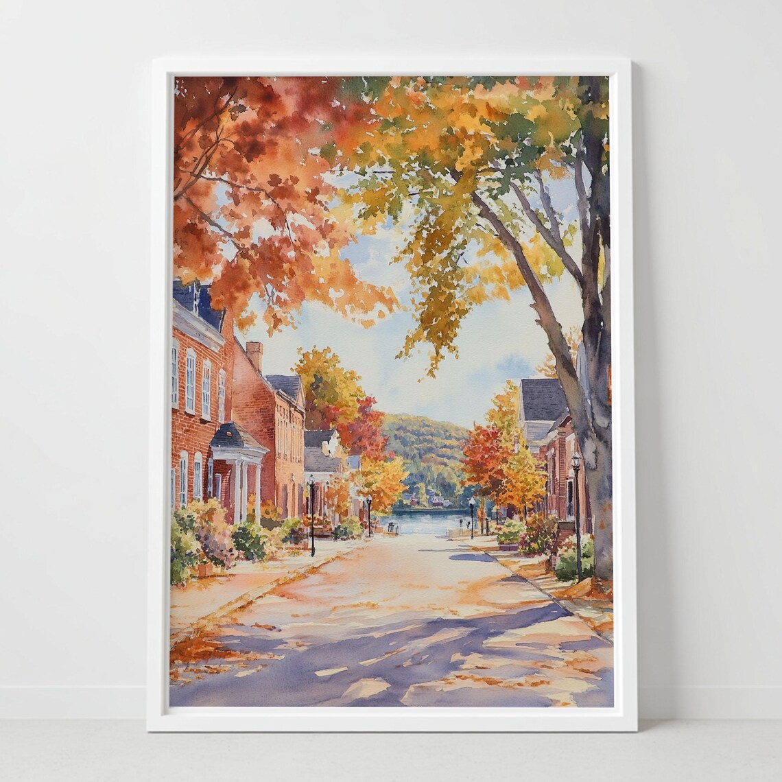 Cooperstown New York Historic Autumn Street Lake Scene Poster