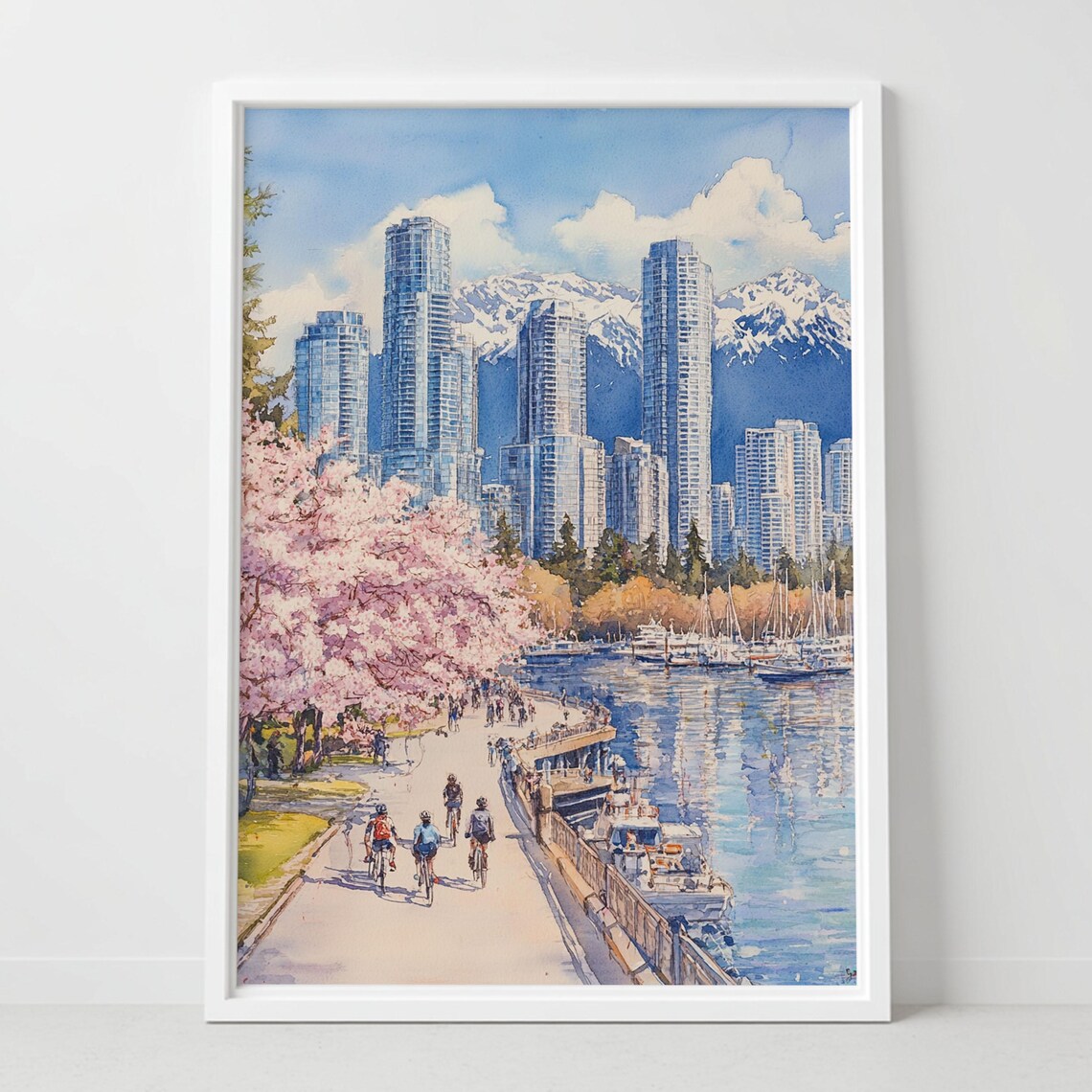 Vancouver Watercolor Print Canada Wall Art Cityscape Poster