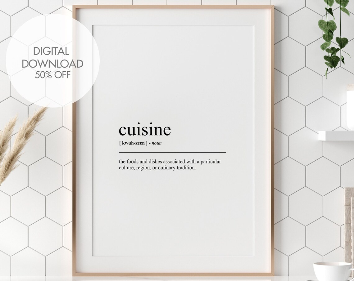 Cuisine Funny Food Word Definition Minimalist Kitchen Poster