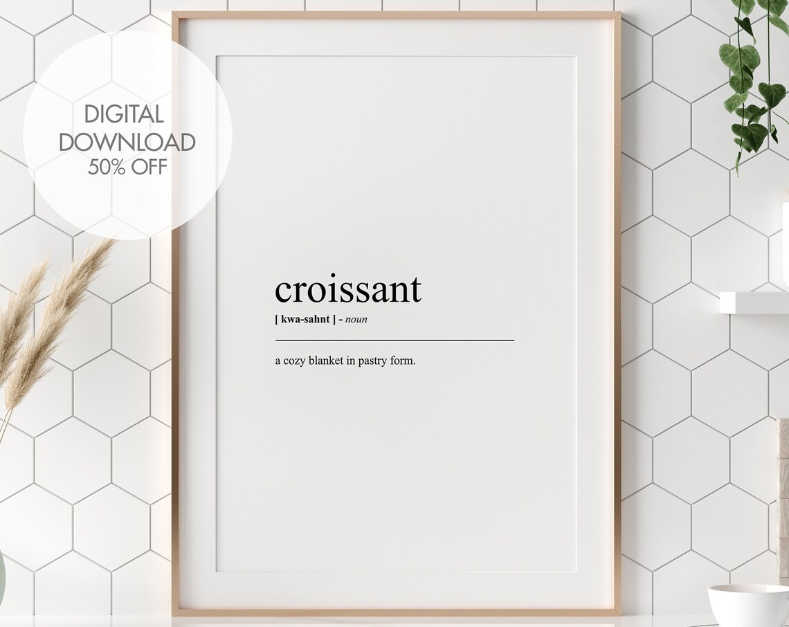 Croissant Funny Food Word Definition Minimalist Kitchen Poster