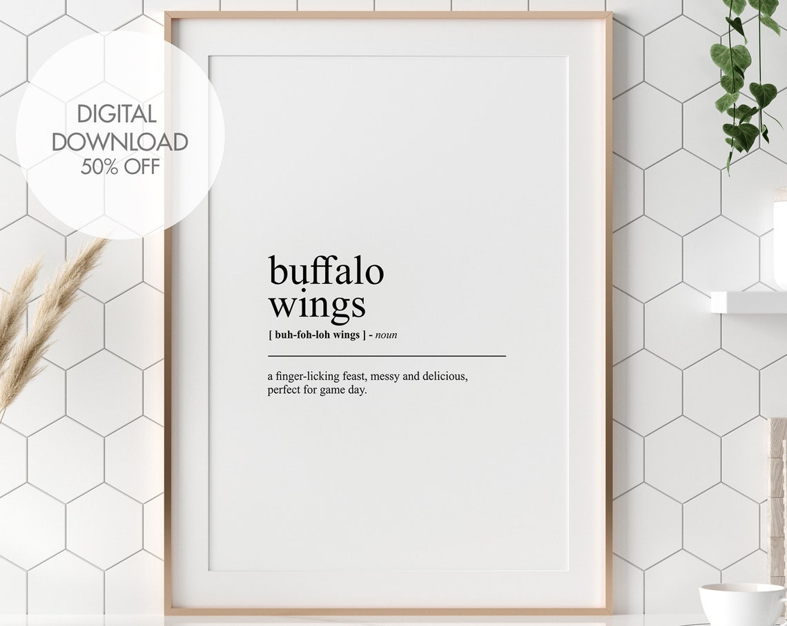Buffalo Wings Funny Food Word Definition Minimalist Kitchen Poster