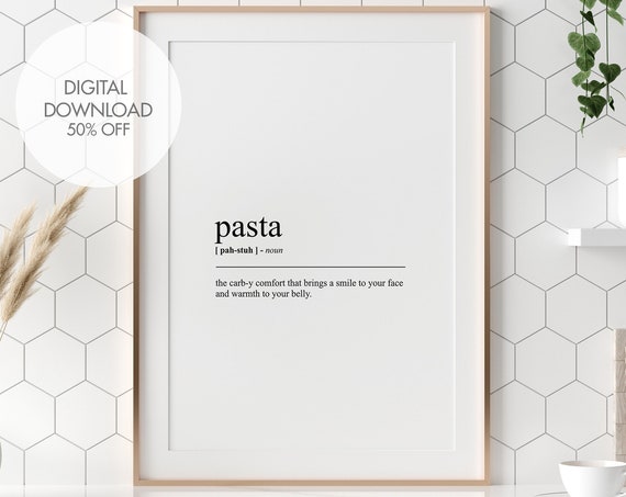 Pasta Definition Minimalist Dictionary Wall Art