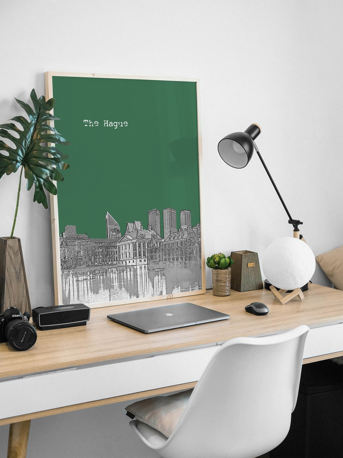 The Hague Netherlands Skyline Color Block Poster Custom Sky Color - Image 2
