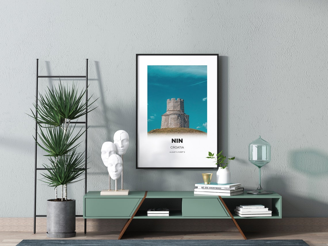 Nin Croatia Ancient Stone Church Photo Poster With Map Coordinates - Image 3
