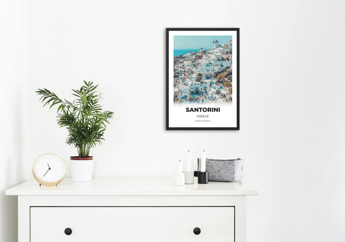 Santorini Greece Whitewashed Oia Houses Aegean Sea Photo Print Art - Image 3