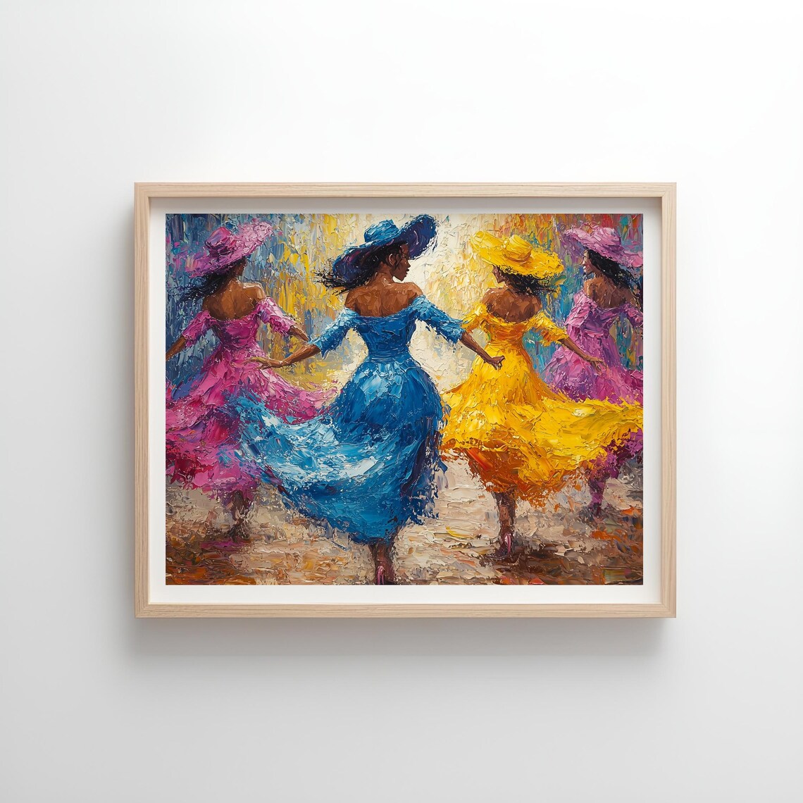 Dancing Women Flowing Colorful Dresses Twirl Impressionist Dance Wall Art - Image 4