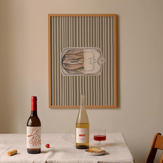 Tinned Fish Print Sardines Art Print Retro Food Art Retro Fish Illustration Dining Room Decor Restaurant Art Print