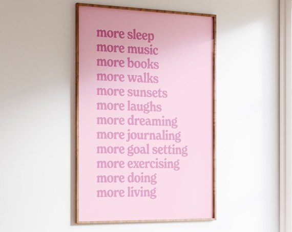 Self Care Wall Print Good Habits Print Cute Pink Retro Print Retro Wall Decor Downloadable Prints Retro Quote Print Printable Wall Art