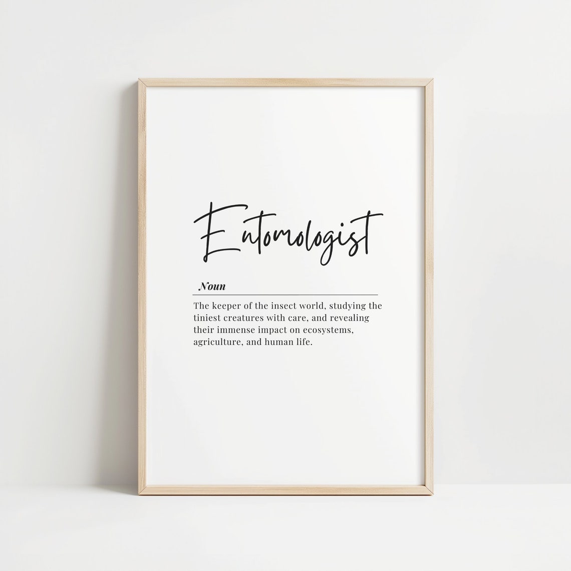 Entomologist Dictionary Definition Minimalist Typography Wall Art