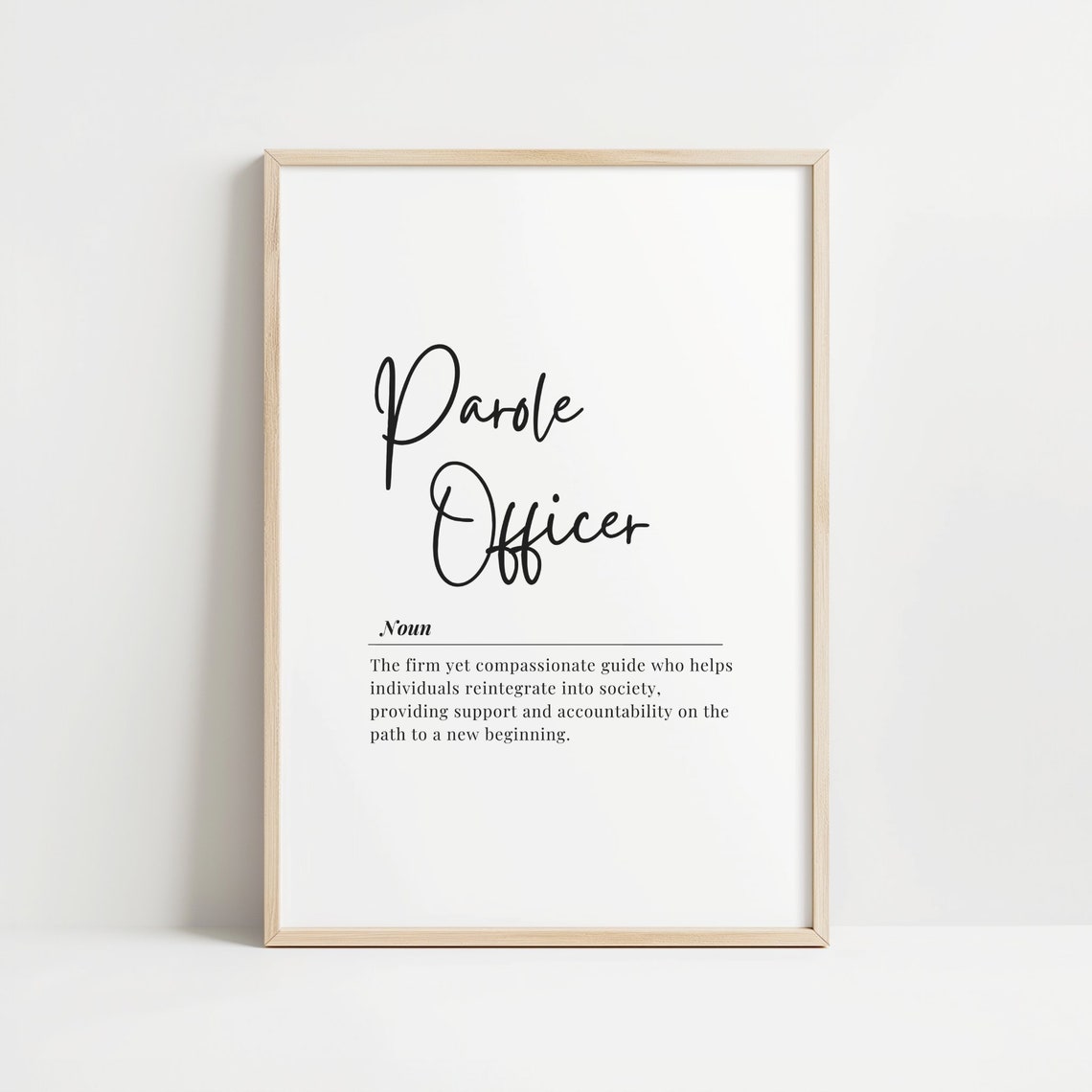 Parole Officer Definition Noun Law Enforcement Office Wall Art Gift