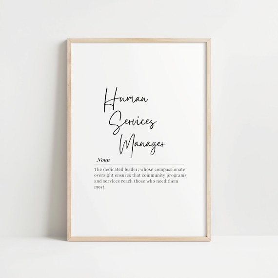 Human Services Manager Dictionary Definition Typography Wall Art
