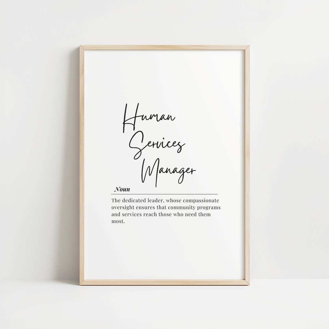 Human Services Manager Dictionary Definition Typography Wall Art