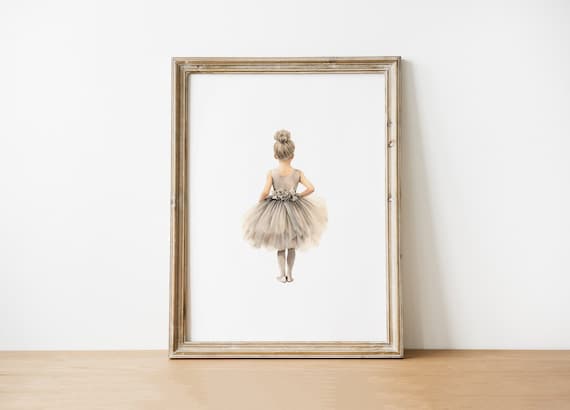 Blond Hair Ballerina In Ballet Tutu Silhouette Art Watercolor