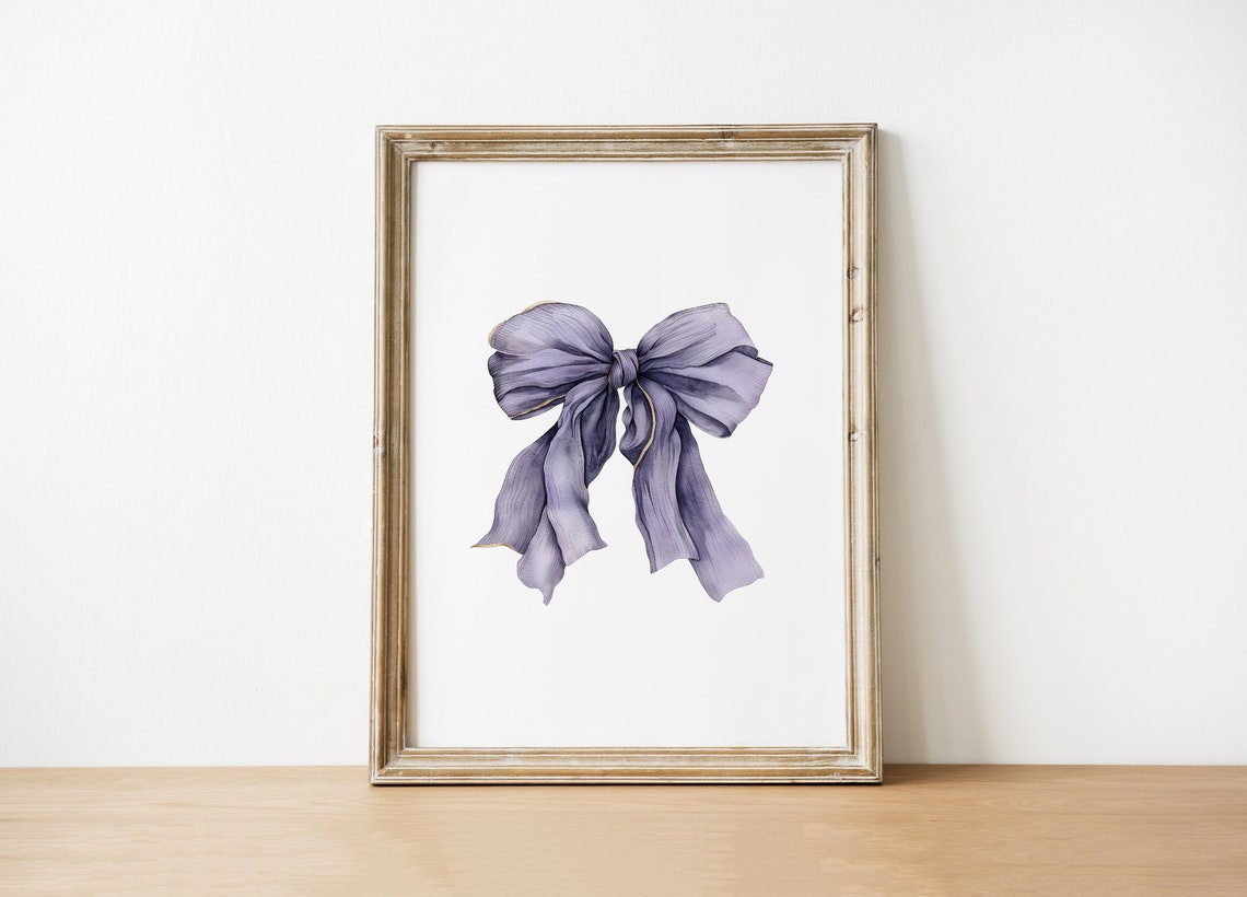 Lavender Purple Silk Bow Watercolor Elegant Preppy Room Poster